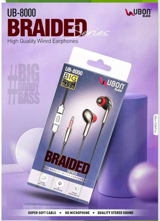 BIG DADDY BASE BRAIDED SERIES EARPHONES -UB 8000
