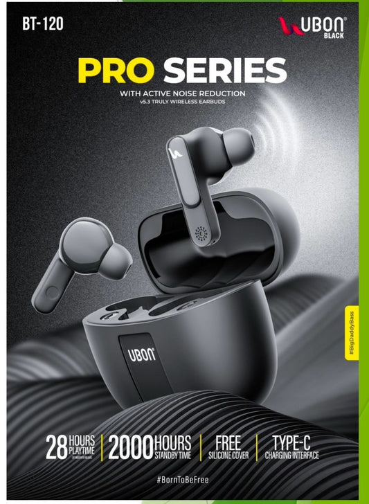 BT-120(Active noise reduction) PRO SERIES WIRELESS EARBUDS WITH 28HRS PLAYTIME