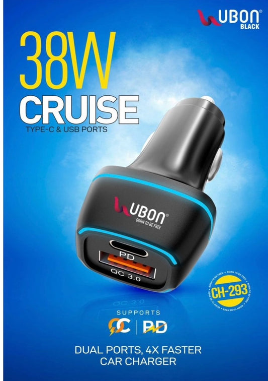 CH-293 CRUISE USB & TYPE C PORTS 38W/METAL