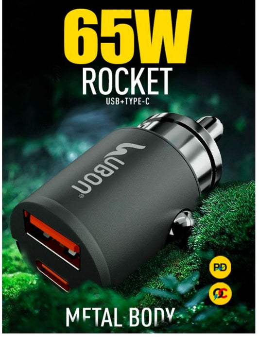 CH-291  CAR CHARGER 65W TYPE C & USBC/METAL